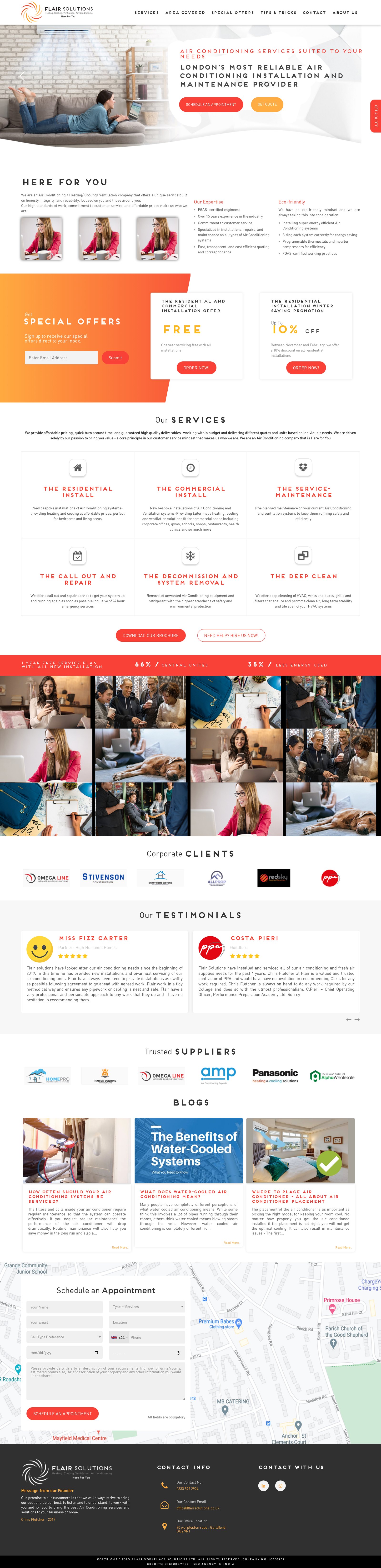 Flair Solutions - The homepage, top to bottom