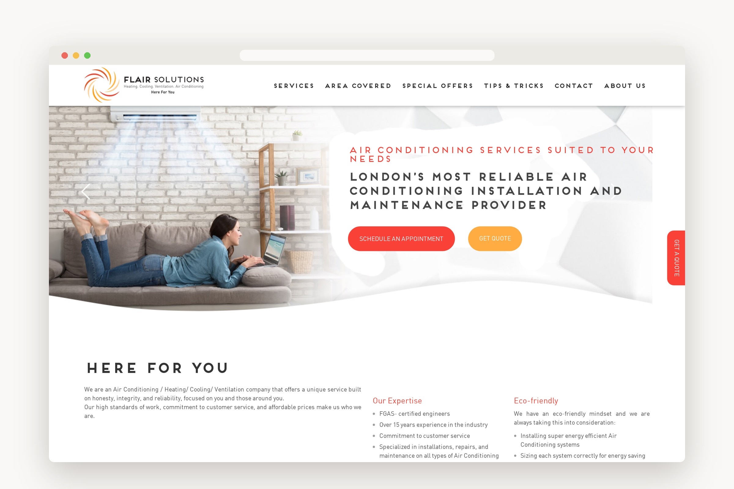 Flair Solutions - The first screen