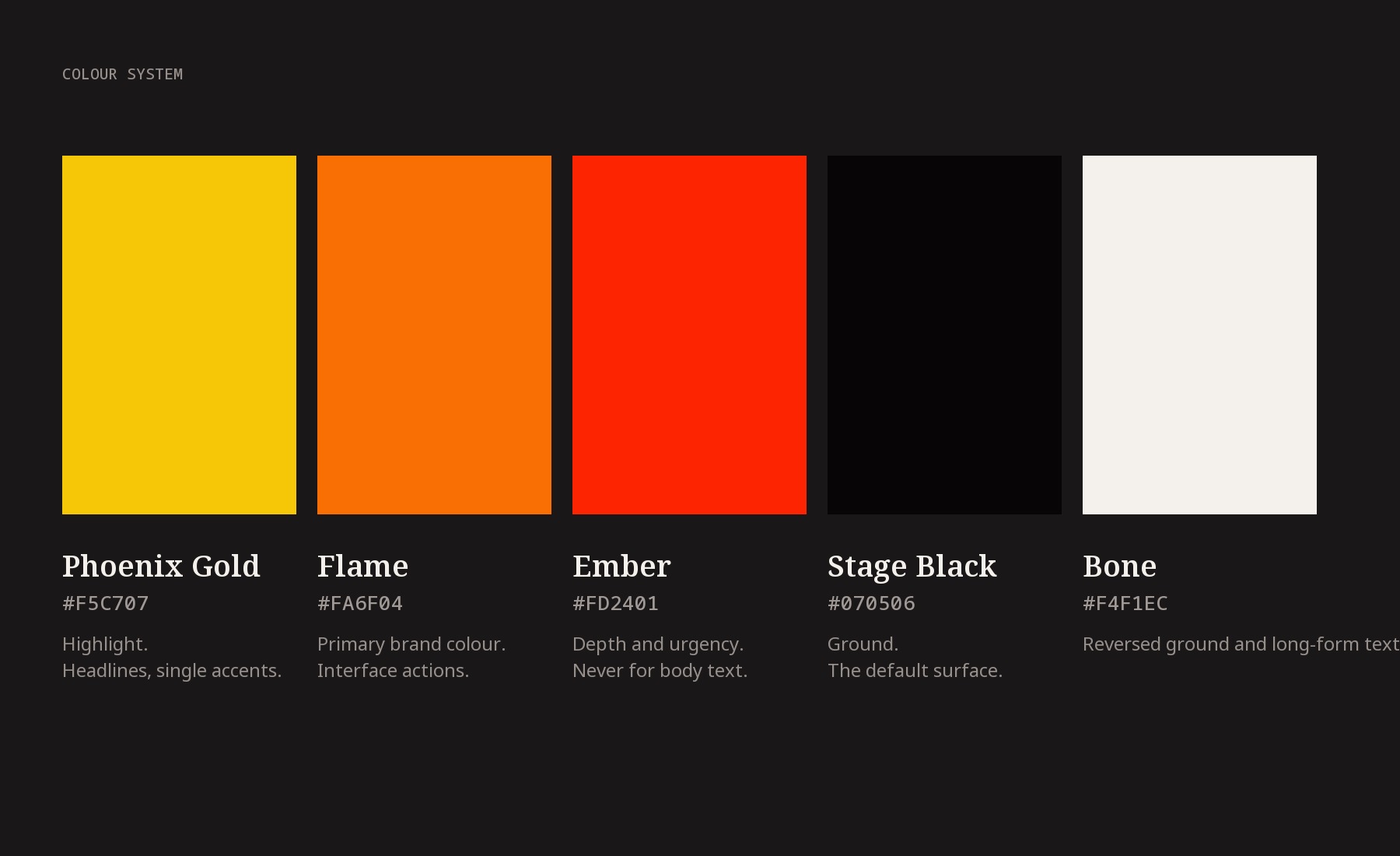 PHNX Entertainment - Colour system